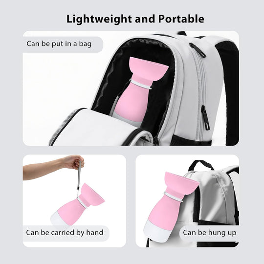 Portable Dog Water Bottle & Food Container - Leakproof Pink (MOQ 10 sets)