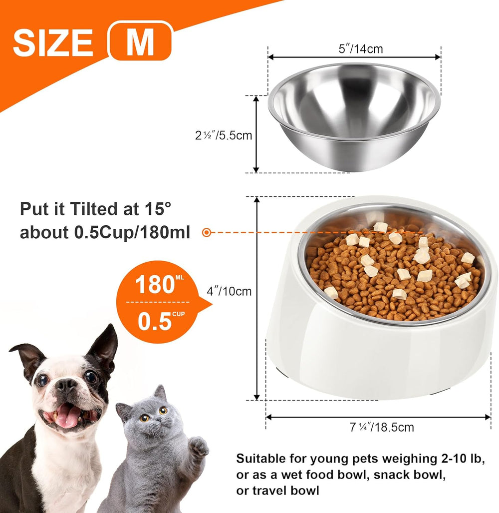 Slanted Bowl for Dogs and Cats Cup (MOQ 10 Sets)