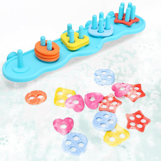 Children's Water Stacking Bath Toy Set with 20 Textured Floating Pieces (MOQ 10 Kits)