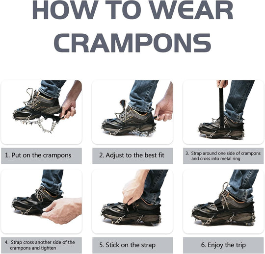 Anti Slip Crampons Ice Cleats for Hiking Snow Boots Shoes 28 Spikes