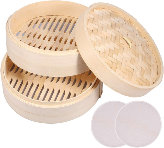 Lightweight Food Steamer Baskets Eco-Friendly Bamboo Steamer for Steaming (MOQ 10 Sets)