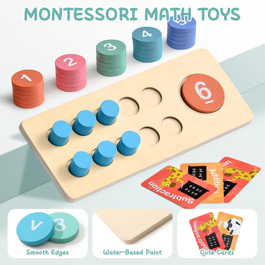 Wooden Montessori Ten Frame Counting Set (MOQ 10 Sets)