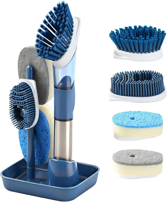 Soap Dispensing Scrub Brush - 4-in-1 Kitchen Cleaning Brush with Built-in Tank
