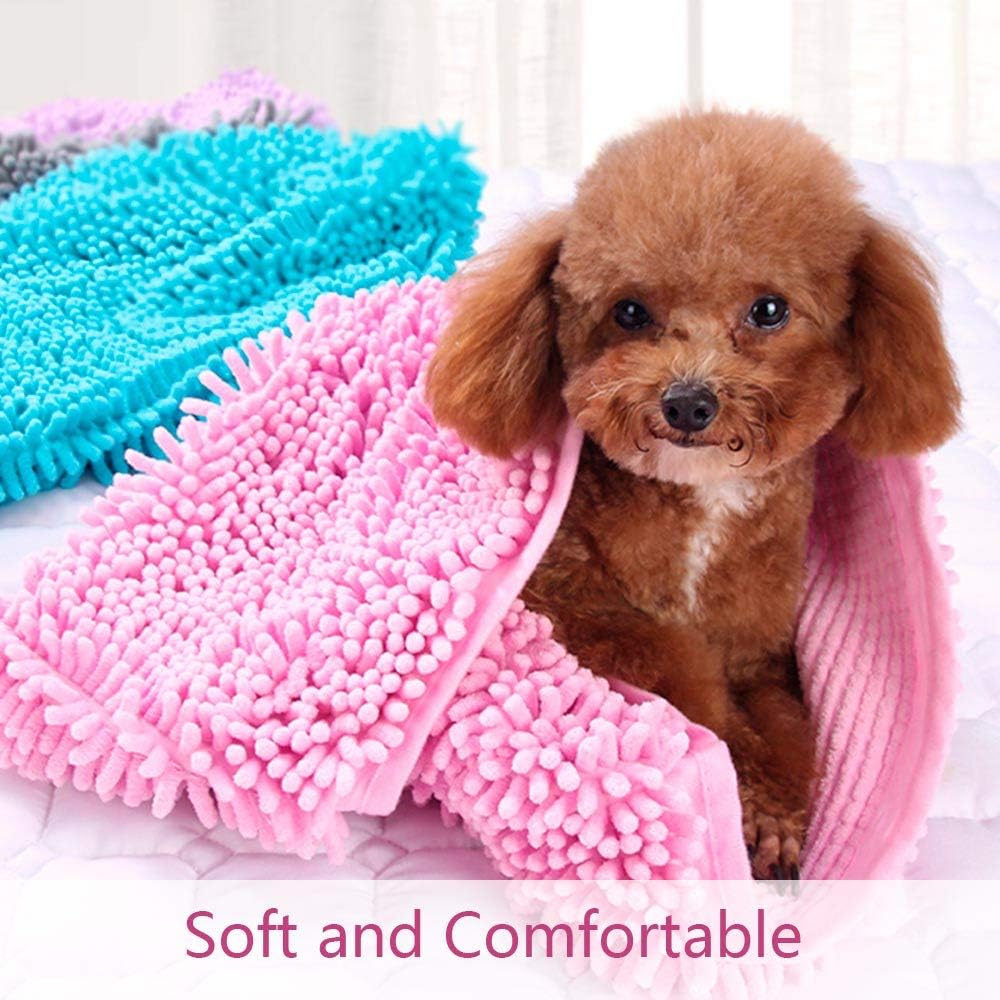 Quick-Drying Chenille Pet Cleaning Towel Eco-Friendly Foldable Dog Bath Glove Absorbent Pet Towel (MOQ 10 Sets)