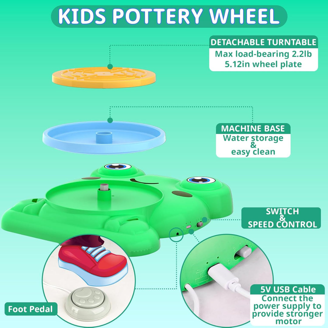 Pottery Wheel for Kids - Complete Art Supplies Arts & Crafts Kit (MOQ 10 Sets)