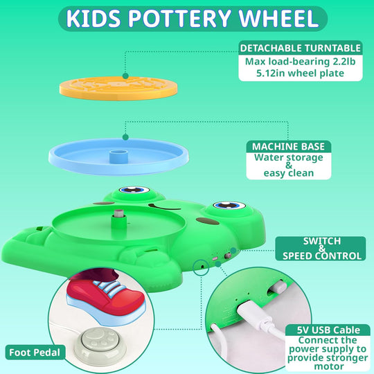 Pottery Wheel for Kids - Complete Art Supplies Arts & Crafts Kit (MOQ 10 Sets)
