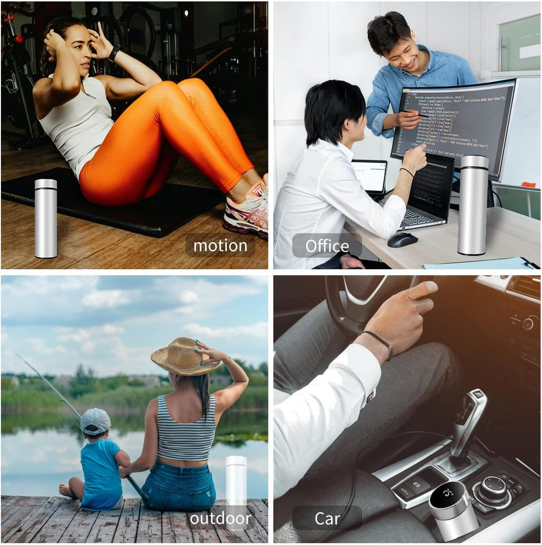 Steel Vacuum Flask,Travel Mug with Smart LCD Touch Screen, Keep Hot Or Cold