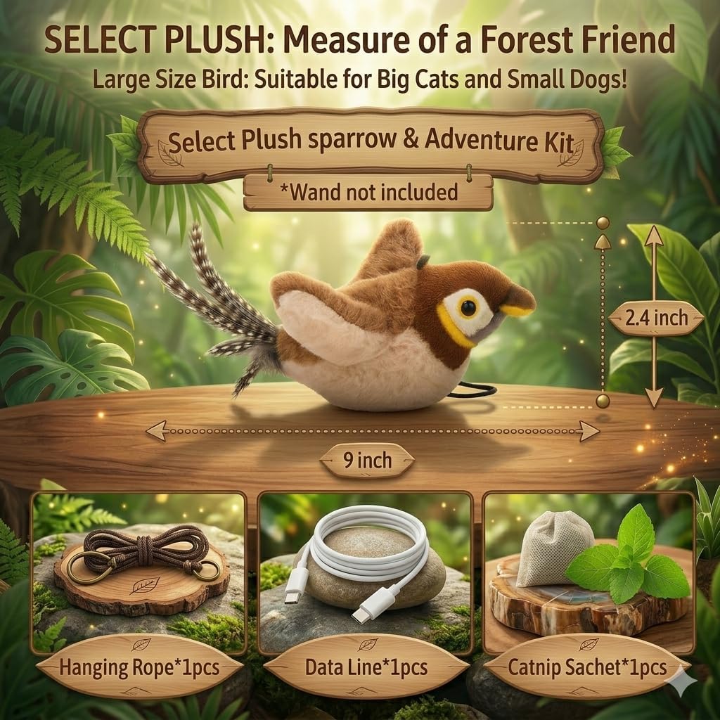 Chirping Toys Touch Activated Flapping Wings Sparrow Interactive Smart Cat Toys USB Exercise Pet Toys