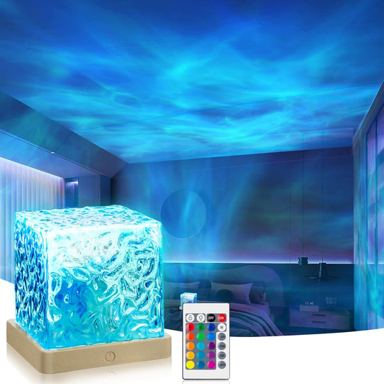 Cube Light Gradual Rotating Flame Wave Effect Colorful Lamp