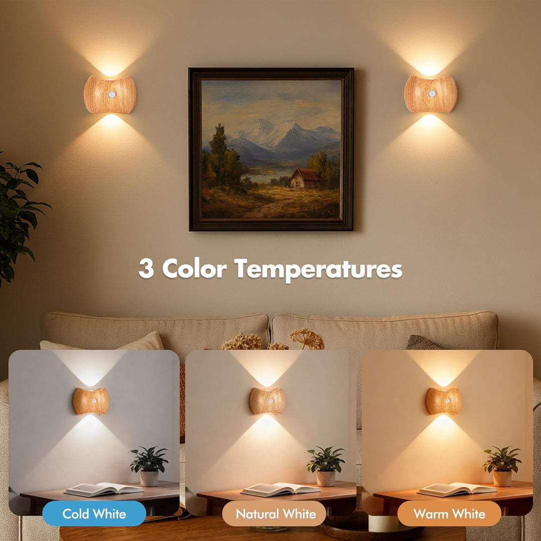 Rechargeable Motion Sensor Wall Light Sconce Indoor - 3 Colors Wireless Up and Down Wall Mount Light (MOQ 10 Pairs)