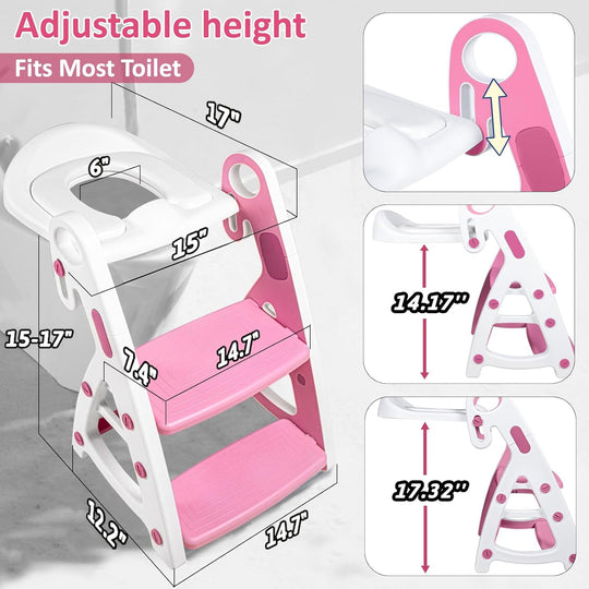 Potty Training Seat Toddler Step Stool Ultimate Stability Toilet Seat Adjustable Step Height Potty Seats (MOQ 10 Sets)