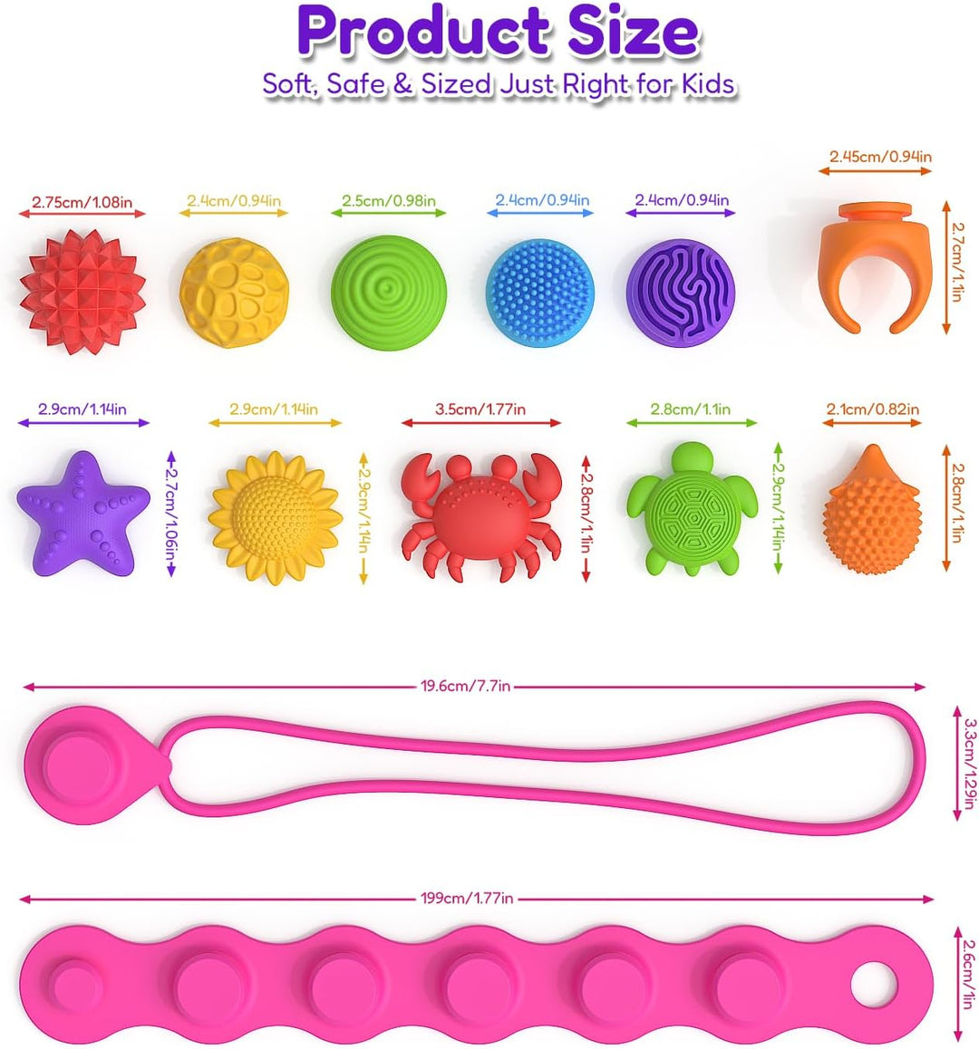 Sensory Wearable Charm Set Toy Rings Necklaces Wristbands Multiple Gameplay (MOQ 10 Sets)