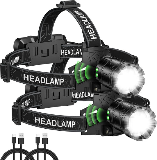 LED Head Lamp with 3 Modes, 90°Adjustable Head Lights for Forehead, IPX6 Waterproof HeadLamps for Camping Hiking
