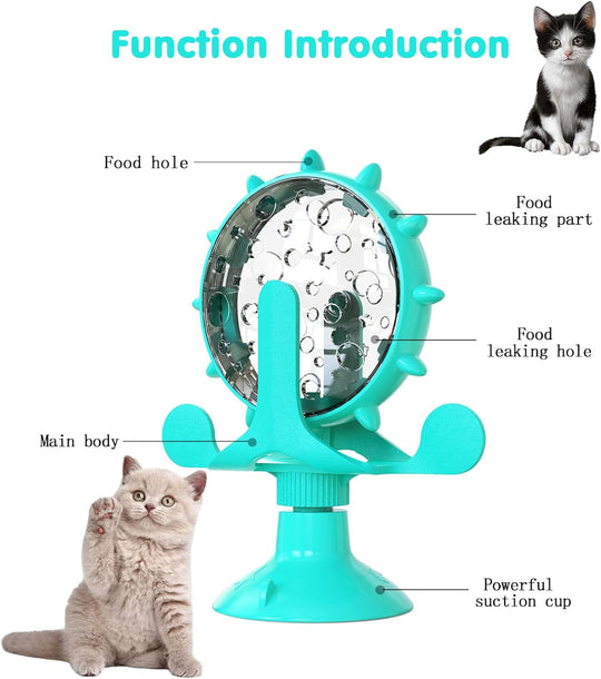 Cat Interactive Feeder Pet Food Toys Feeder 360° Degree Rotating Food Leakage Device (MOQ 10 Sets)