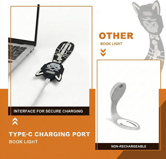 LED Bookmark Reading Light, USB Rechargeable Flexible Animal Night Lamp – Mini Clip Book Light