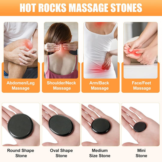 Basalt Hot Rocks Massage 20 pcs Stone, Professional Massage Tools (MOQ 10 Ses)