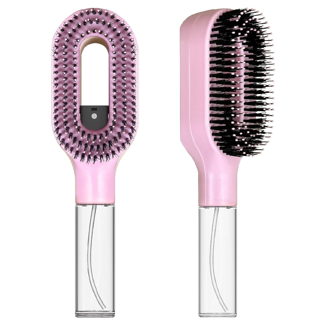 2-in-1 Detangling Hair Brush with Mister Spray - Wet & Dry Detangler for Curly, Thick & Tangled Hair, Manual Non-Electric Spray Brush for Women & Kids