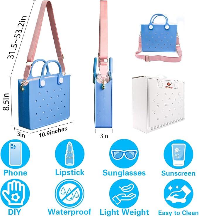 EVA Beach Bag Tote for Women, Waterproof Sandproof Lightweight Diy Charm Handbag