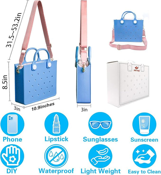 EVA Beach Bag Tote for Women, Waterproof Sandproof Lightweight Diy Charm Handbag