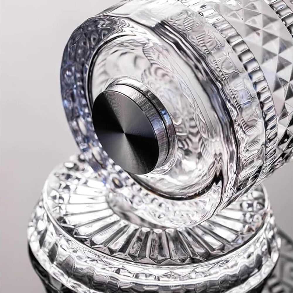 Luxury Crystal Diamond Engraved Rotating 360 Swivel Base Whisky Glass (MOQ 10 sets)