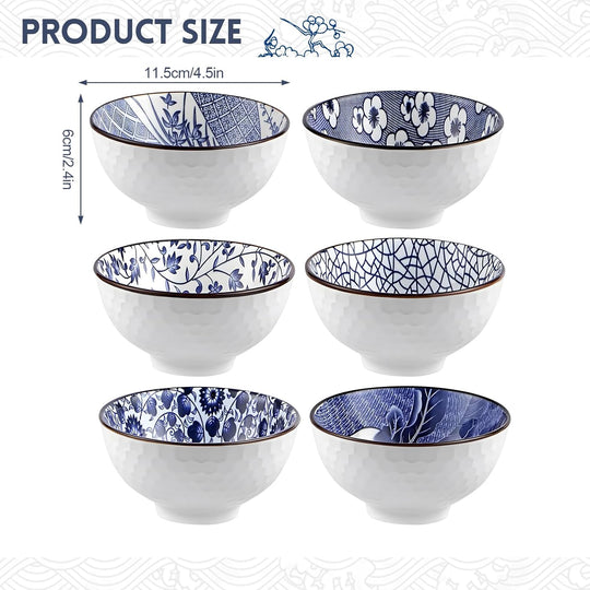 Ceramic Rice Bowls,10 Oz Japanese Style Porcelain Dessert Soup, Cereal, Ice Cream & Snacks Bowls for Kitchen Dining and Unique Gifts,Microwave & Dishwasher-Safe (MOQ 10 Sets)