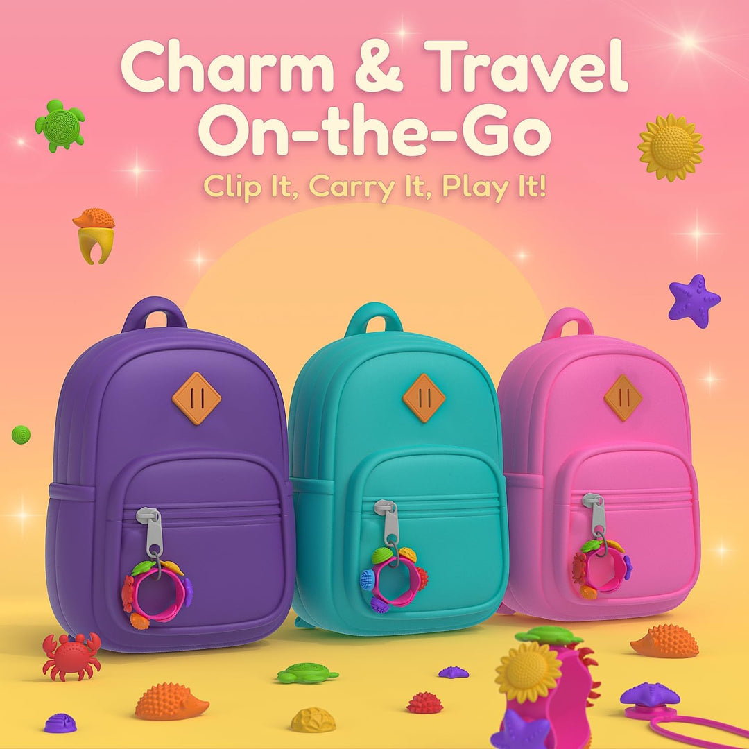 Sensory Wearable Charm Set Toy Rings Necklaces Wristbands Multiple Gameplay (MOQ 10 Sets)