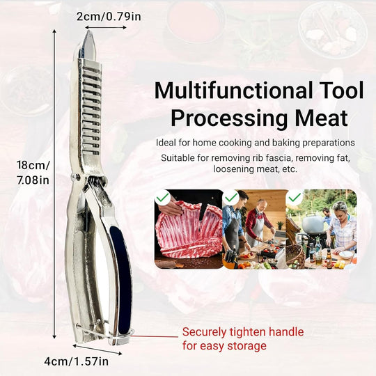 Stainless Steel Rib Prep Tool Membrane Remover, Ergonomic Rib Skinner for BBQ Accessories (MOQ 10 Sets)