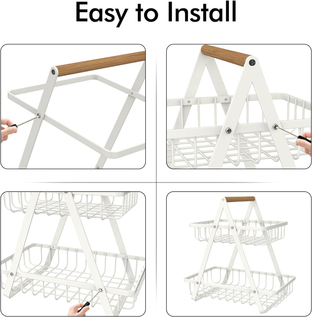 Countertop Fruit Basket,Portable Fruit Bowle for Kitchen Organizer 2 Tier Storage