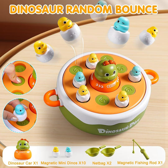 Dinosaur Pop Up Board Games for Kids Magnetic Fishing Turntable Rotating (MOQ 10 Sets)