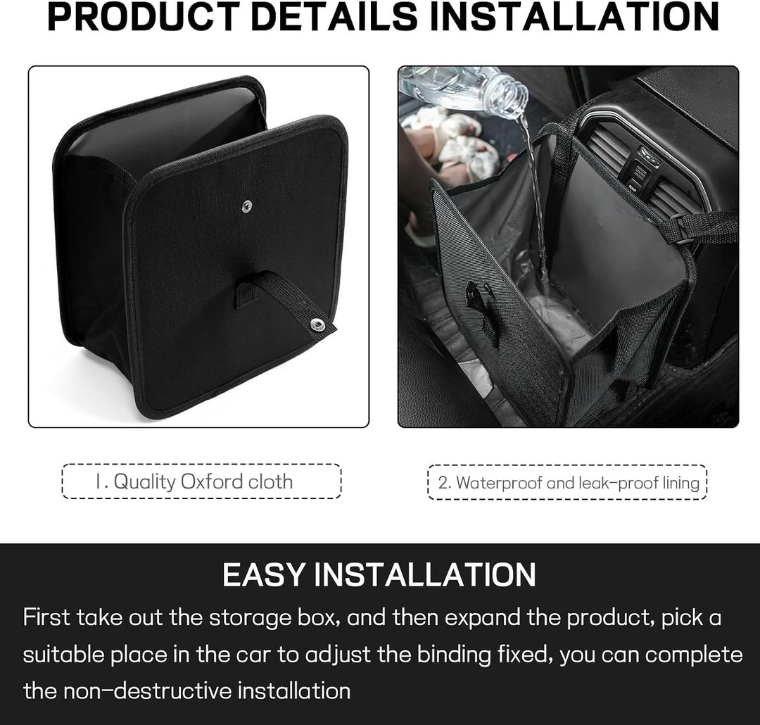 Oxford Cloth Car Trash Can with Lid – 1.85 Gallon Hanging Auto Garbage Bag Organizer, Leak-Proof & Waterproof Vehicle Waste Bin for Front & Back Seat