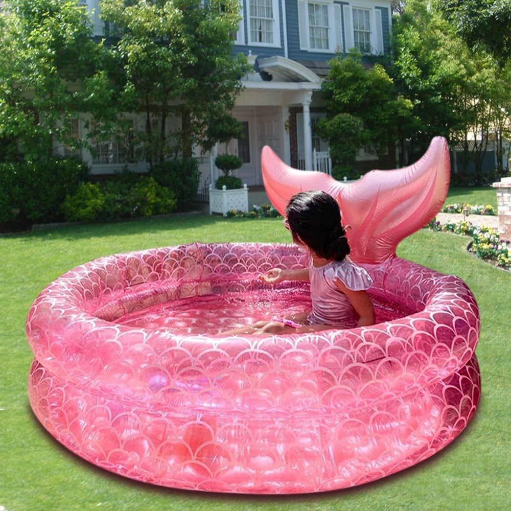 Inflatable Mermaid Kiddie Pool Round Blow up Kids Pool Toddler Swimming Pool (MOQ 10 Sets)