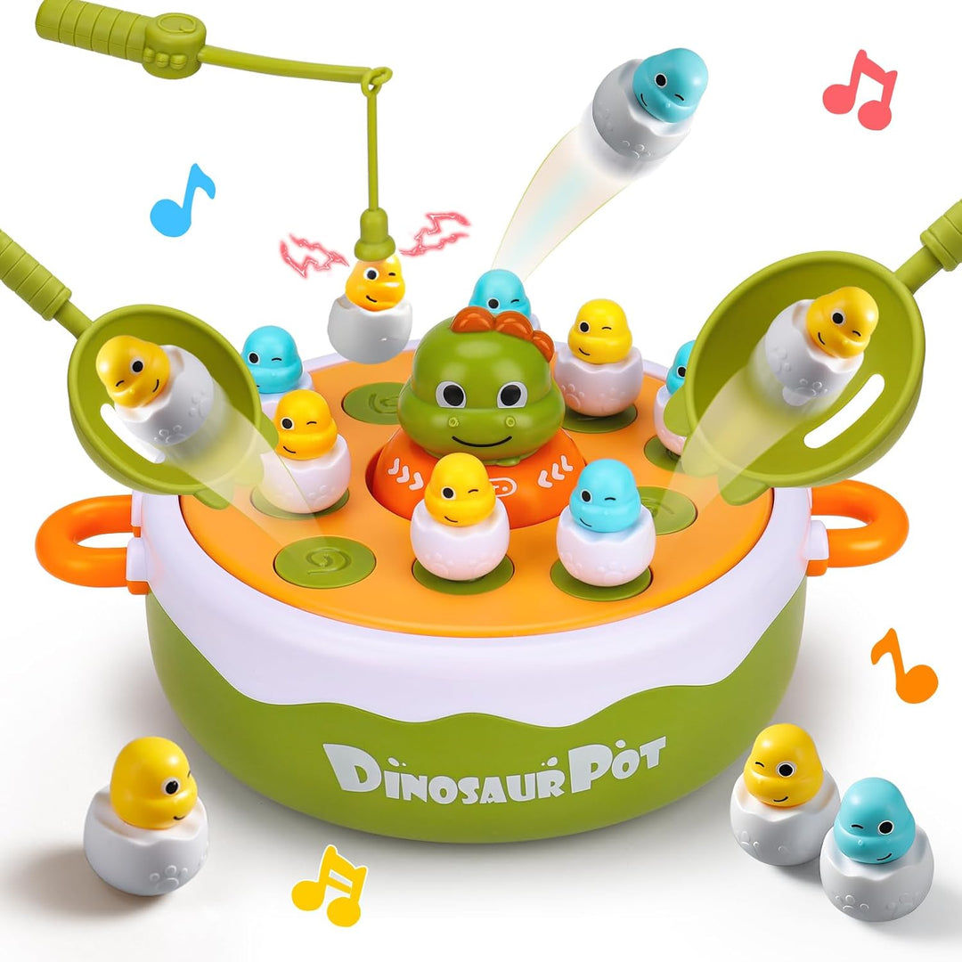 Dinosaur Pop Up Board Games for Kids Magnetic Fishing Turntable Rotating