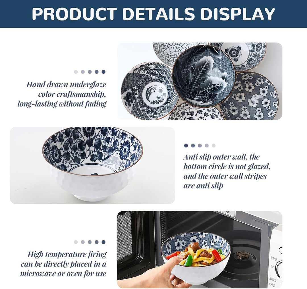 Ceramic Rice Bowls,10 Oz Japanese Style Porcelain Dessert Soup, Cereal, Ice Cream & Snacks Bowls for Kitchen Dining and Unique Gifts,Microwave & Dishwasher-Safe (MOQ 10 Sets)