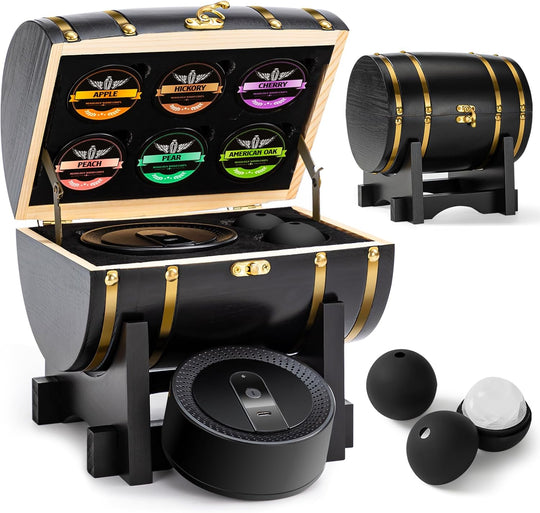 Premium Electric Whiskey Smoker Kit Gift Sets With 6 Wood and Ice Mold (MOQ 10 Sets)