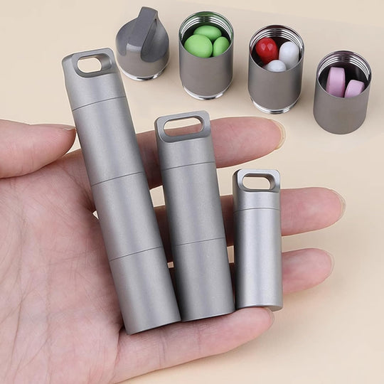 Waterproof Pocket Pill Container 304 Stainless Steel Portable Pill Case Organizer for Outdoor Travels (MOQ 10 pcs))