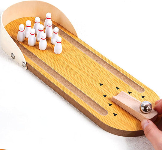 Wooden Mini Bowling Set - Stress-Relieving Desk Toys
