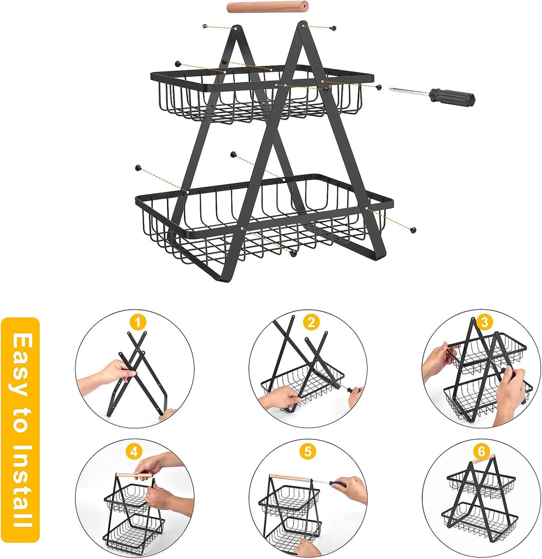 Countertop Fruit Basket,Portable Fruit Bowle for Kitchen Organizer 2 Tier Storage