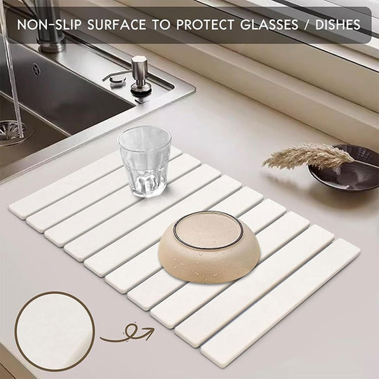 Super Absorbent Diatomite Drying Stone — Fast-Dry Eco Mat for Dishes, Counters & Bathroom Sink