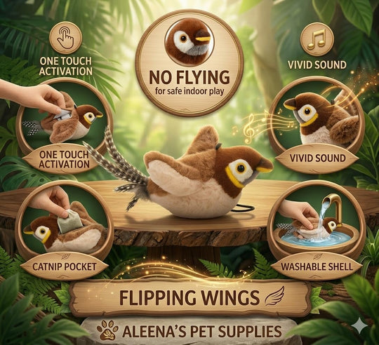 Chirping Toys Touch Activated Flapping Wings Sparrow Interactive Smart Cat Toys USB Exercise Pet Toys