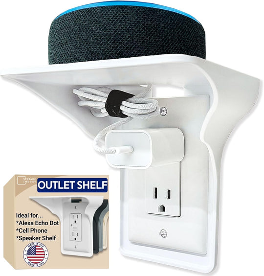 Wall Outlet Shelf Standard Vertical Duplex Outlet with Cable Channel