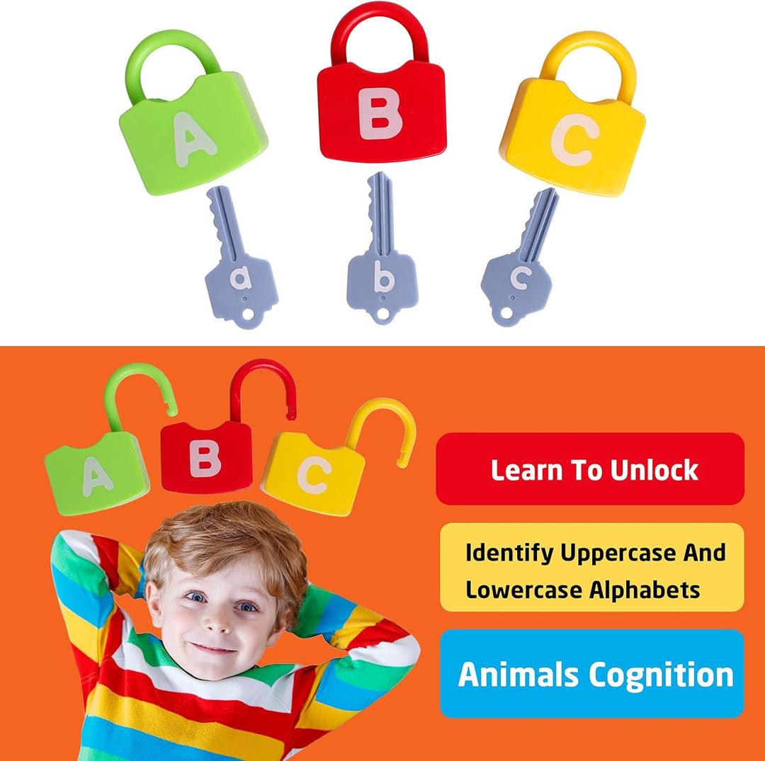 Educational Letter Combination-with 26 Locks, 26 Keys Montessori Preschool Alphabet Learning Game (MOQ 10 Sets)