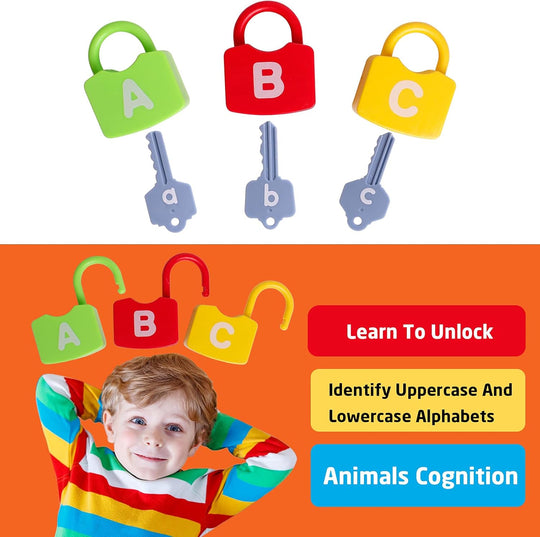 Educational Letter Combination-with 26 Locks, 26 Keys Montessori Preschool Alphabet Learning Game (MOQ 10 Sets)