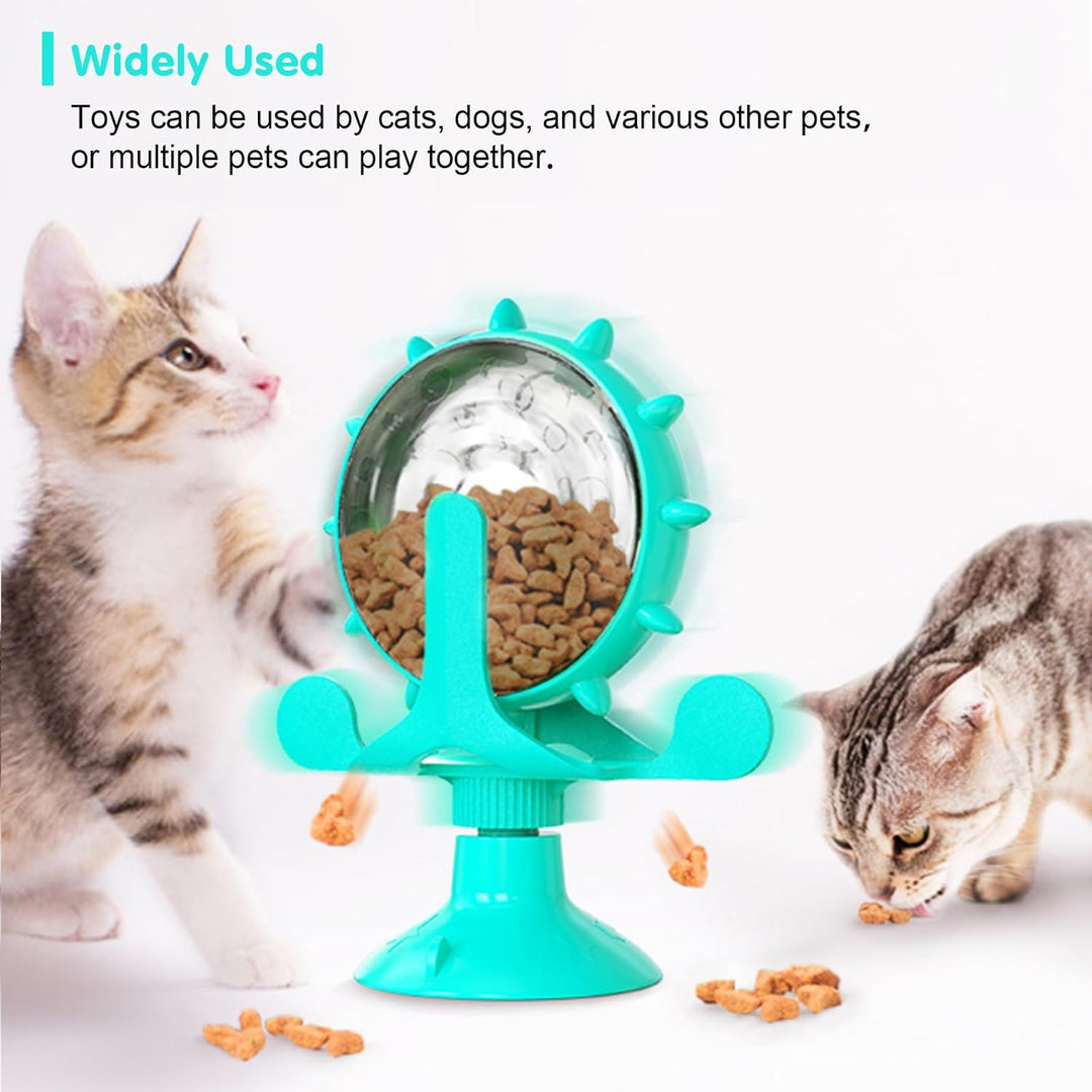 Cat Interactive Feeder Pet Food Toys Feeder 360° Degree Rotating Food Leakage Device (MOQ 10 Sets)