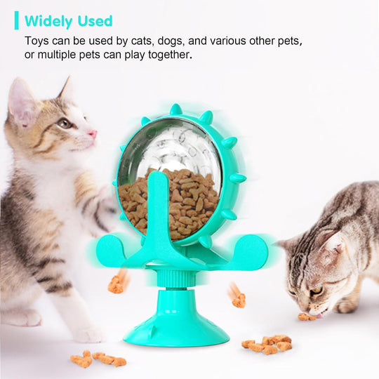 Cat Interactive Feeder Pet Food Toys Feeder 360° Degree Rotating Food Leakage Device (MOQ 10 Sets)