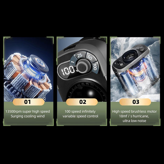 Camping Rechargeable Electric Waist Camp Cooling Fans with Flashlight