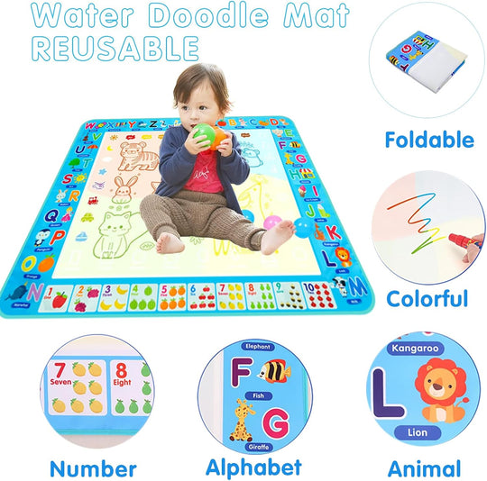 Mess Free Magic Water Drawing Board, Reusable Painting & Writing Mat, Educational Learning Toy, Gift for Toddlers Boys Girls