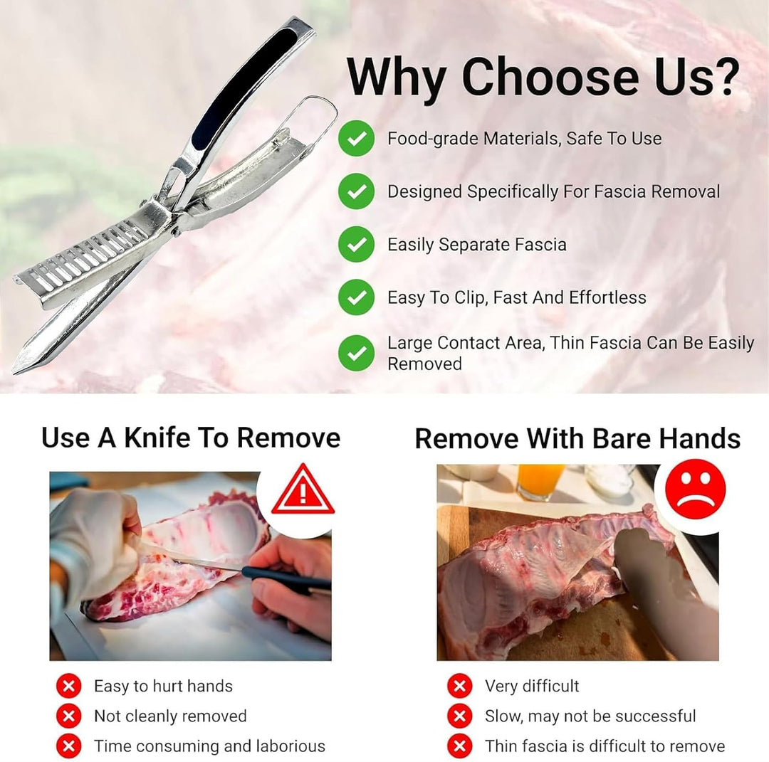Stainless Steel Rib Prep Tool Membrane Remover, Ergonomic Rib Skinner for BBQ Accessories (MOQ 10 Sets)