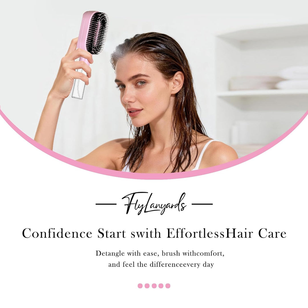 2-in-1 Detangling Hair Brush with Mister Spray - Wet & Dry Detangler for Curly, Thick & Tangled Hair, Manual Non-Electric Spray Brush for Women & Kids