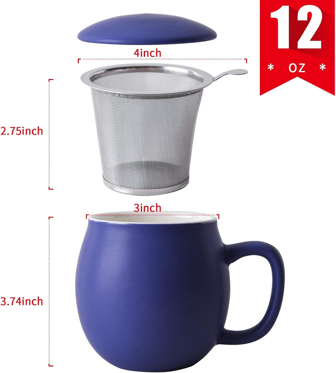 Ceramic Teacup with Infuser and Lid, Mug with Lid for Steeping (MOQ 10 Sets)