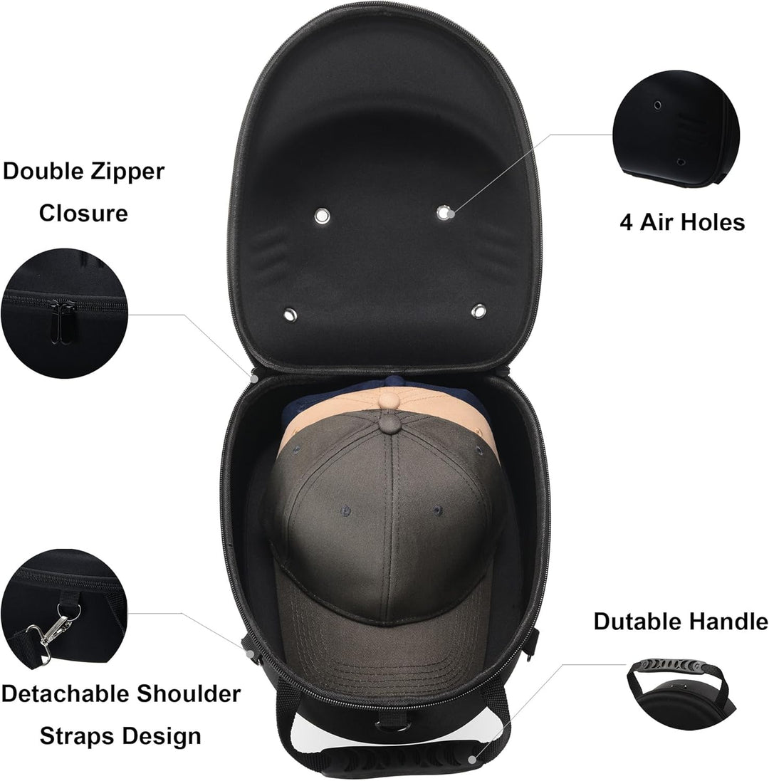 Hard Hat Travel Case for Baseball Caps - Convertible 3-Way Carry (Handle/Single Strap/Backpack)